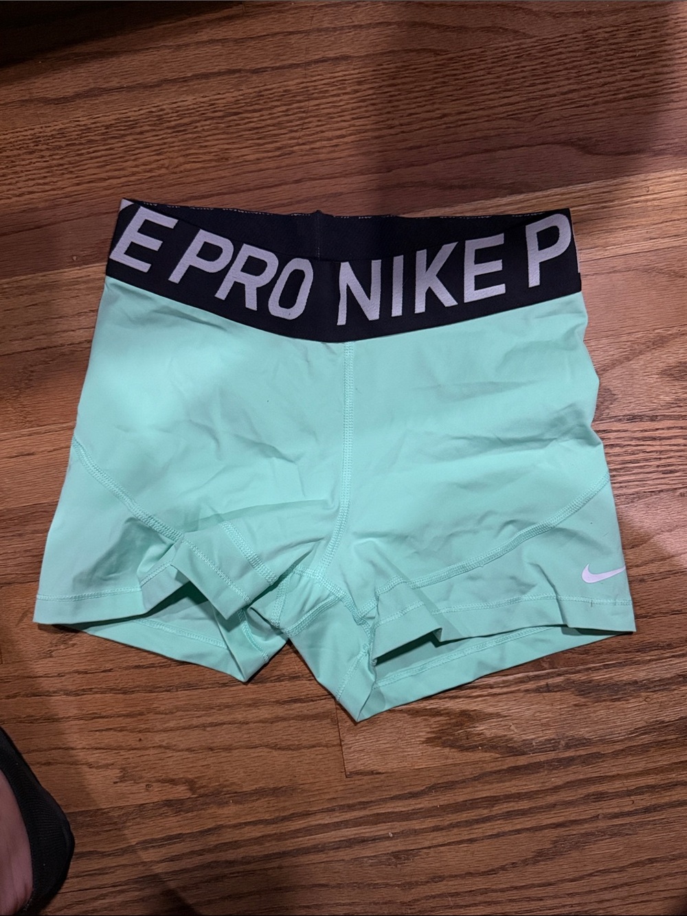 Nike Mint Green Pro Compression Shorts with Black Waistband